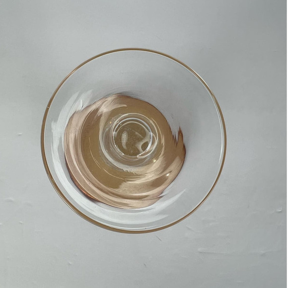 Hand Blown Amber Margarita/Martini Glasses Bubble Glass Clear Stem - Picture 5 of 7